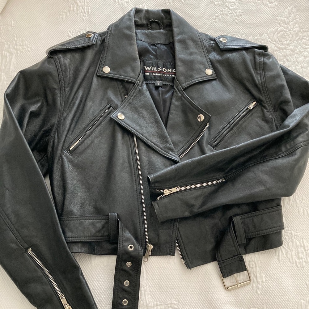 Wilson’s leather cropped motorcycle jacket